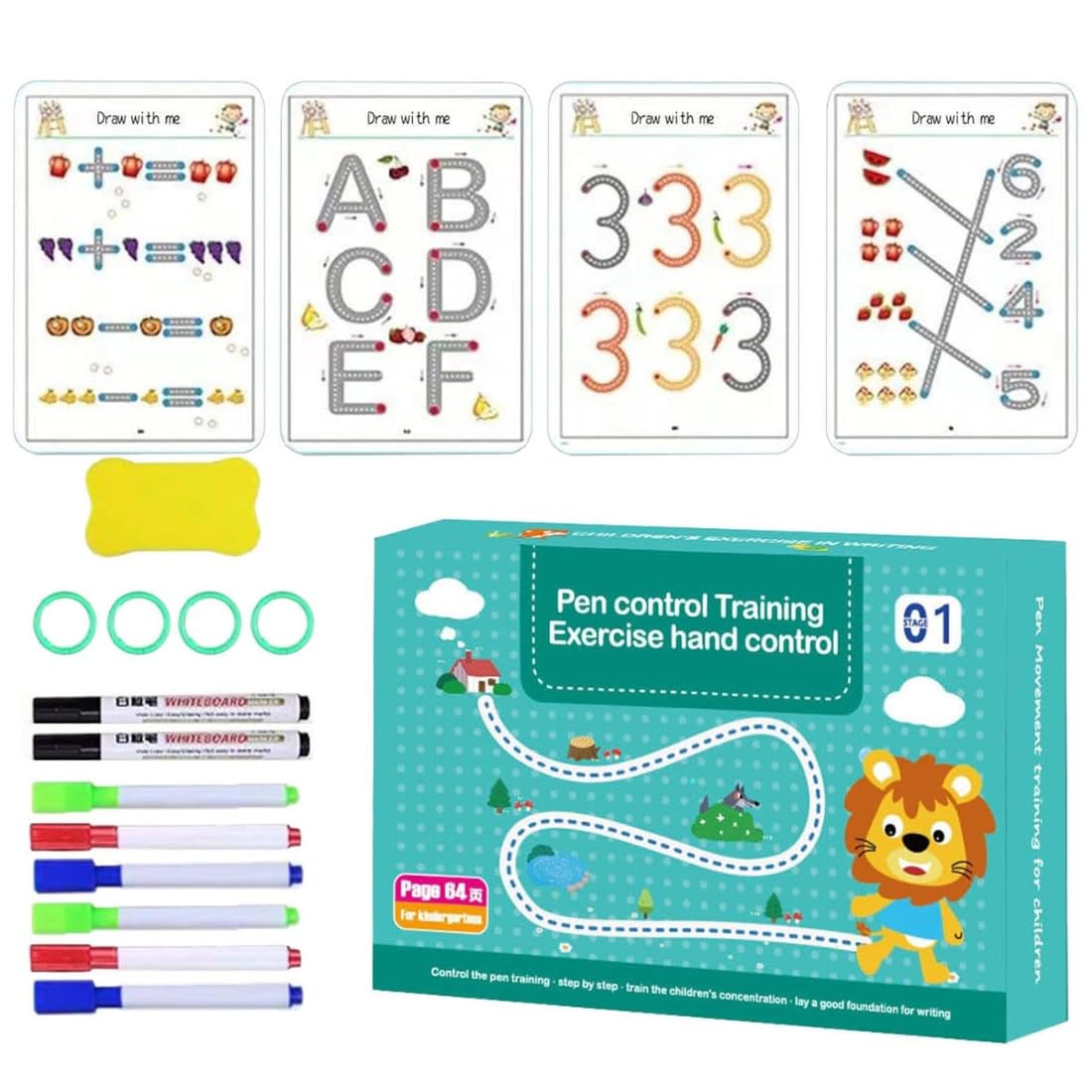 Magic Practice Reusable Pen Control Workbook for Kids