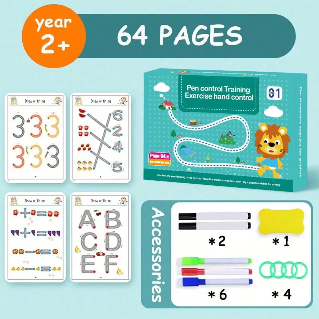 Magic Practice Reusable Pen Control Workbook for Kids