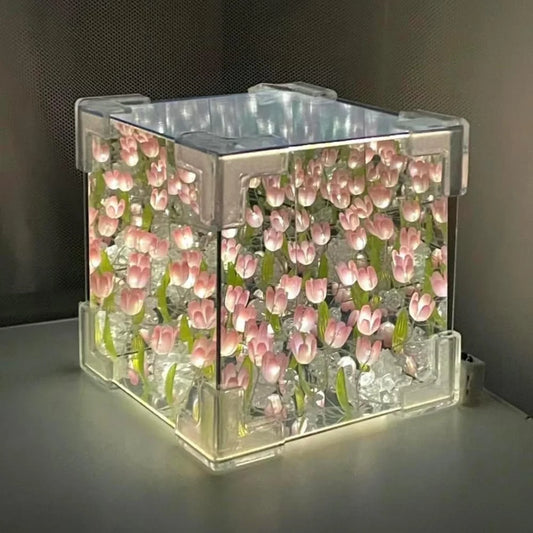Tulip Night Lamp | Tulip Flower Lamp (Cube)