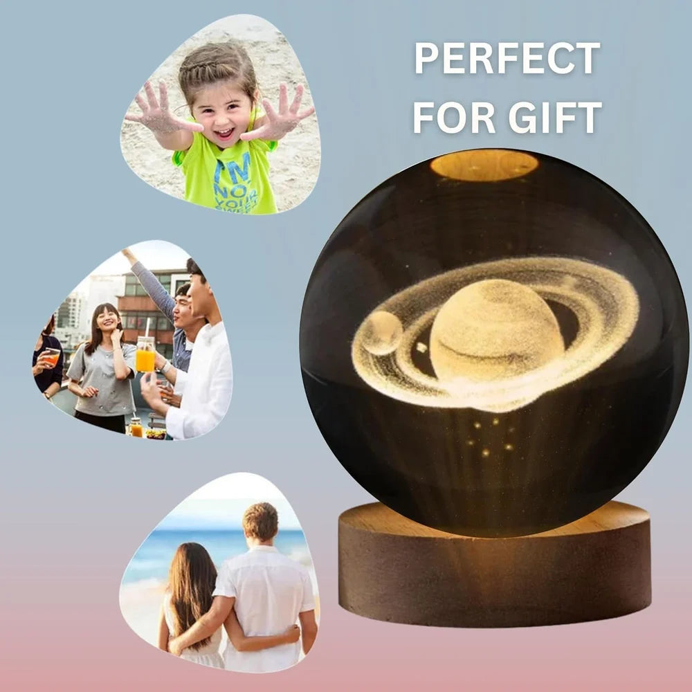 3D Crystal Ball Night Lamp | Warm Night Lamp