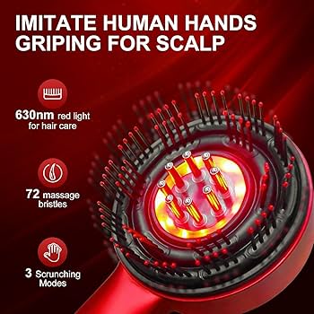 3-in-1 Red Light Scalp Massager | Hair Growth & Oil Applicator Brush