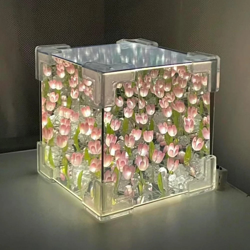 Tulip Night Lamp | Tulip Flower Lamp (Cube)
