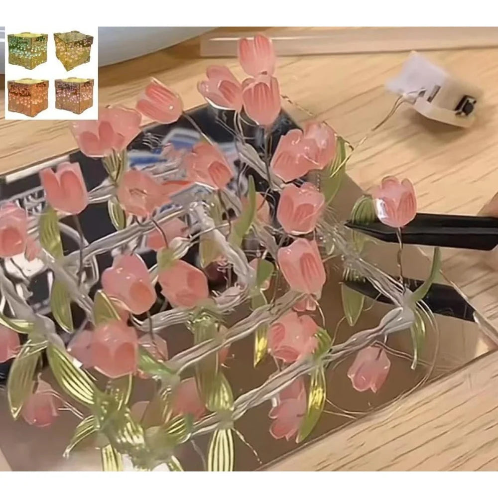 Tulip Night Lamp | Tulip Flower Lamp (Cube)