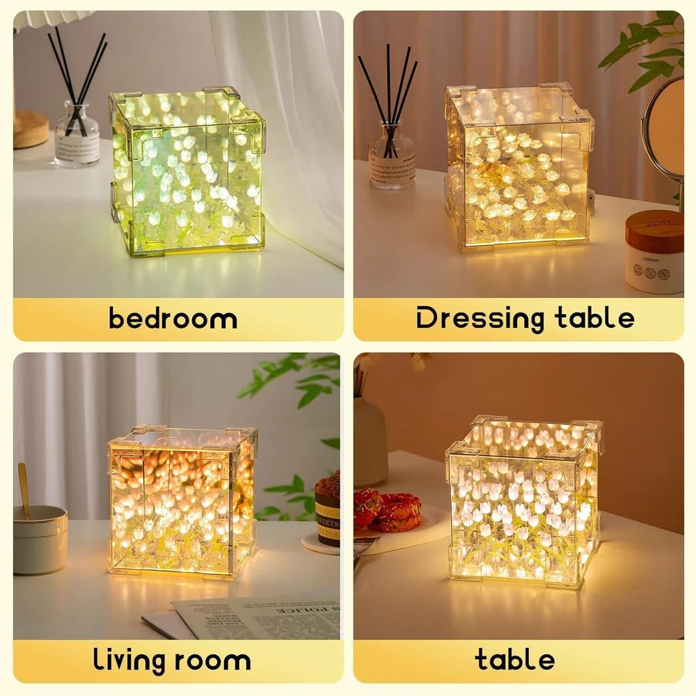 Tulip Night Lamp | Tulip Flower Lamp (Cube)