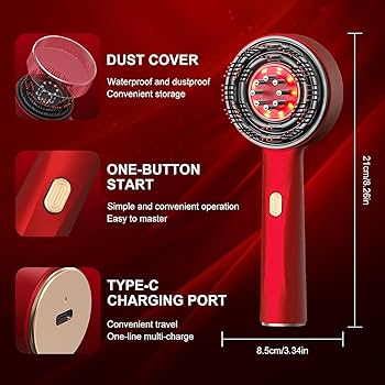 3-in-1 Red Light Scalp Massager | Hair Growth & Oil Applicator Brush