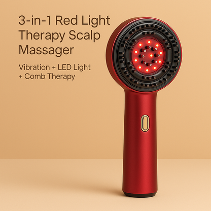 3-in-1 Red Light Scalp Massager | Hair Growth & Oil Applicator Brush